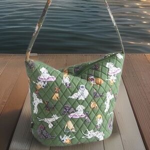 new Vera Bradley *Dog Park* Slouchy Bucket cotton Shoulder Bag